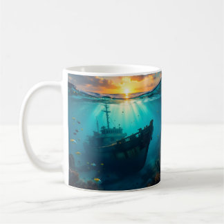 Underwater Sunset and Dolphin Surfer Coffee Mug