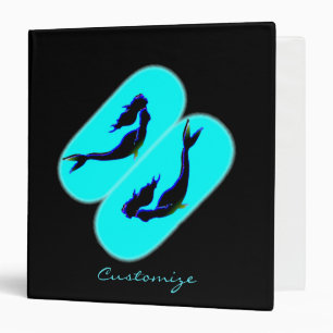 underwater swimming black mermaid 3 ring binder