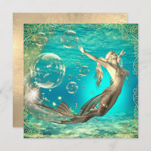 Underwater Swimming Fantasy Mermaid Flat Card