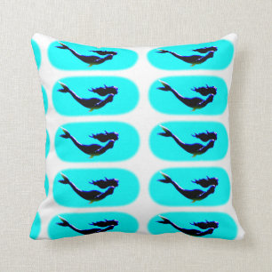 underwater swimming mermaids throw pillow