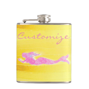 underwater swimming pink mermaid flask