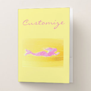 Underwater swimming pink mermaid pocket folder