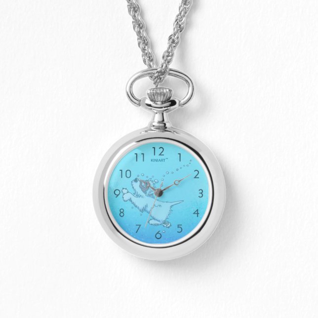 Underwater Swimming Westie Pendant Watch (Front)