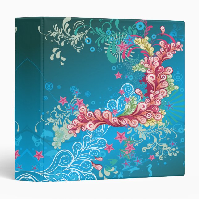 underwater swirl bliss abstract notebook 3 ring binder (Front/Spine)