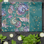 Underwater Teal Luxe | Green Pastel Gold Seashells Kitchen Towel<br><div class="desc">Easily give any room a facelift or new feel for an quick DIY home makeover with the "Underwater Luxe" collection: Elegant rich pastel under the sea collection featuring gorgeous sea life and girly ocean patterns. This feminine mature mixed medium theme adds the perfect pop of color and personal style. For...</div>