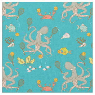 Underwater Tennis - custom tile size Fabric