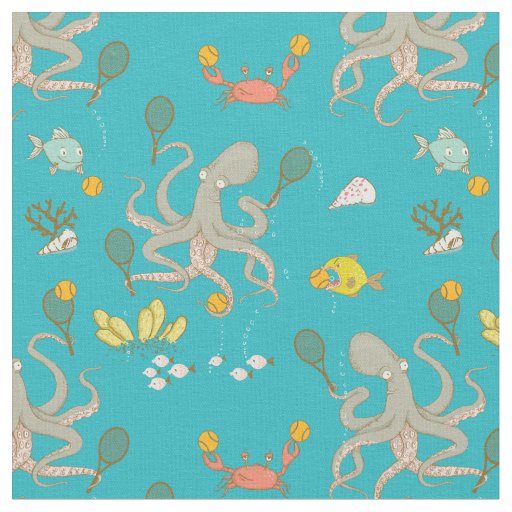 Underwater Tennis - custom tile size Fabric