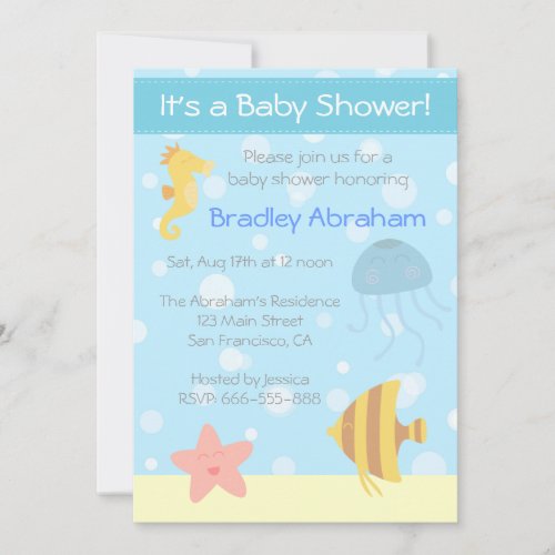 Underwater theme Baby Shower Invite