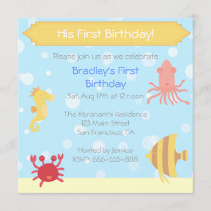 Underwater theme Birthday Invite