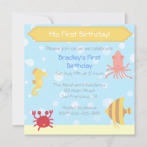 Underwater theme Birthday Invite