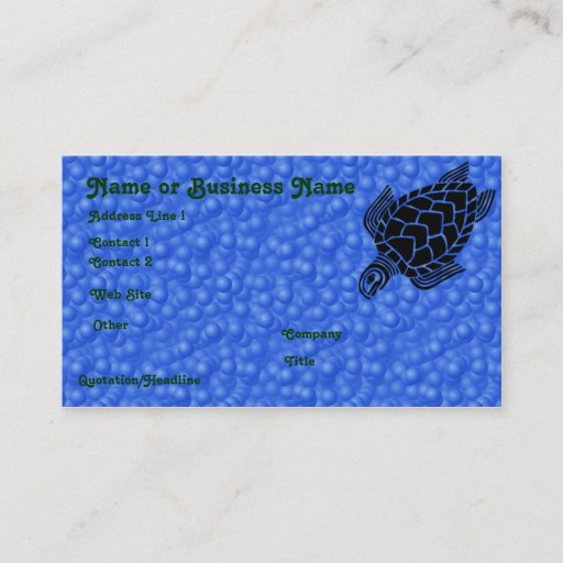 Customizable Underwater Tribal Sea Turtle Profile Card Business Card Template