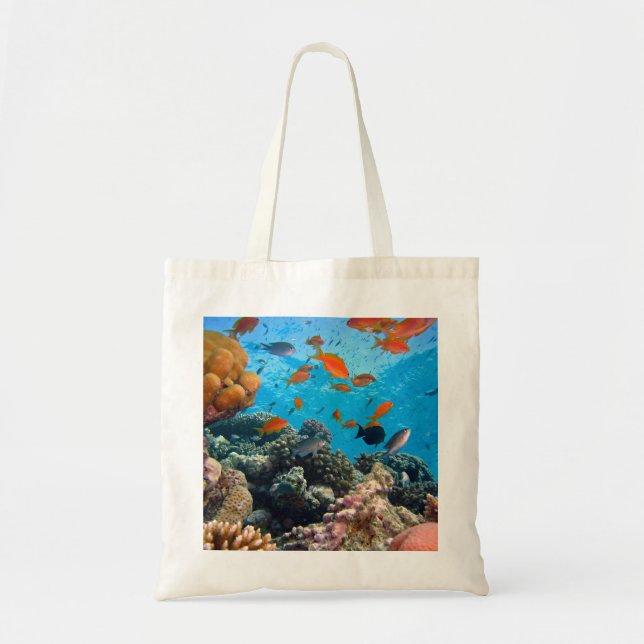 Underwater Tropical Fish Scene Tote Bag (Front)