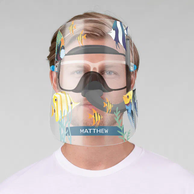 Underwater Tropical Reef Scuba Dive Fish Name Face Shield | Zazzle