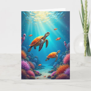 Underwater Turtle Birthday Card