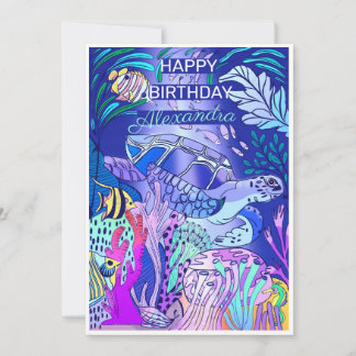 Underwater Turtle Birthday Invitation