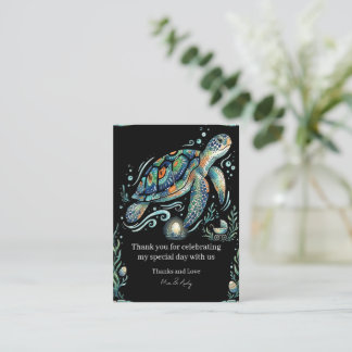 Underwater Turtle Party Thank you Note Card