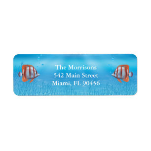 Underwater Two Less Fish in Sea Return Address Label