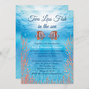 Underwater Two Less Fish in the Sea Post Wedding Invitation
