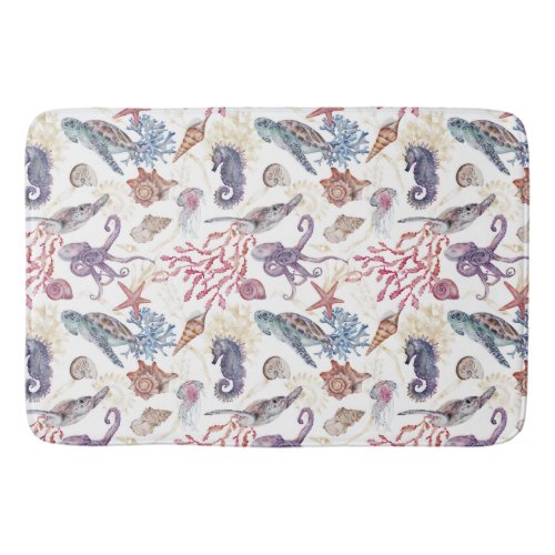 Underwater Watercolor Composition Series Design 1  Bath Mat