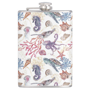 Underwater Watercolor Composition Series Design 1 Flask