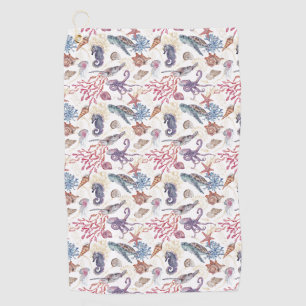 Underwater Watercolor Composition Series Design 1  Golf Towel