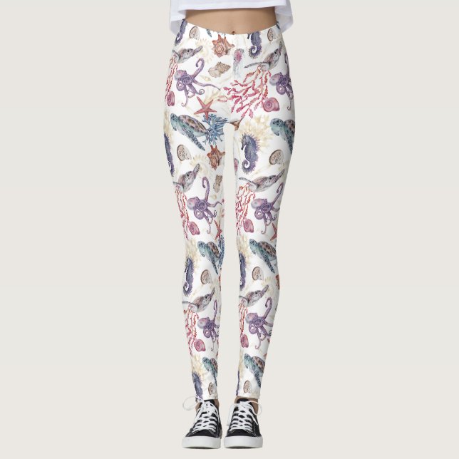 Underwater Watercolor Composition Series Design 1  Leggings (Front)