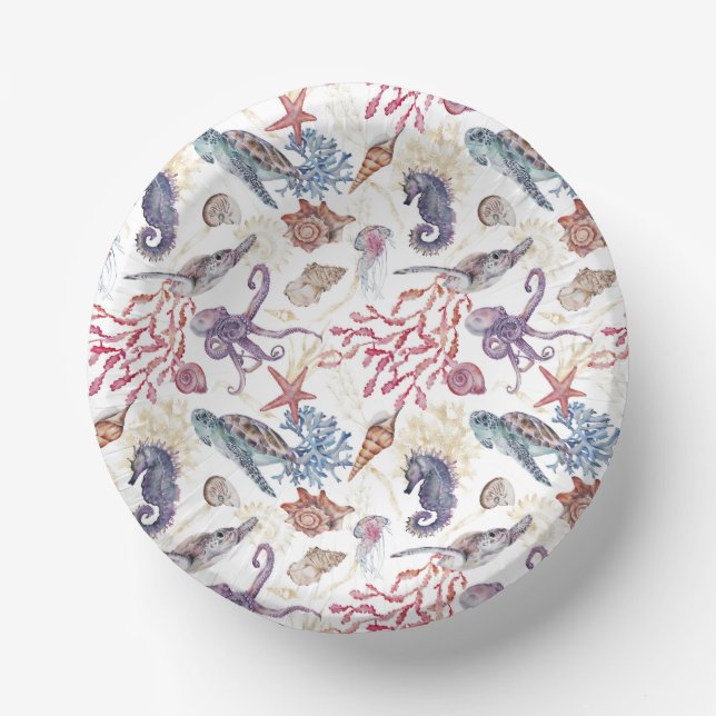 Underwater Watercolor Composition Series Design 1  Paper Bowls (Front)