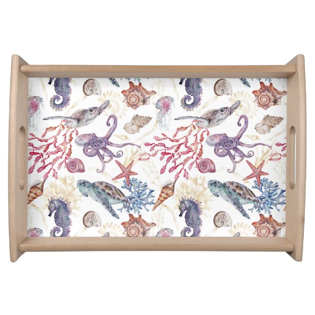 Underwater Watercolor Composition Series Design 1  Serving Tray (Front)