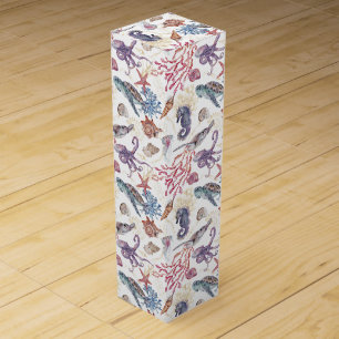 Underwater Watercolor Composition Series Design 1  Wine Box