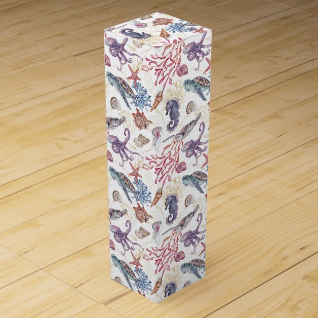 Underwater Watercolor Composition Series Design 1  Wine Box (Front)