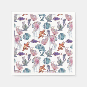 Underwater Watercolor Composition Series Design 2 Napkins
