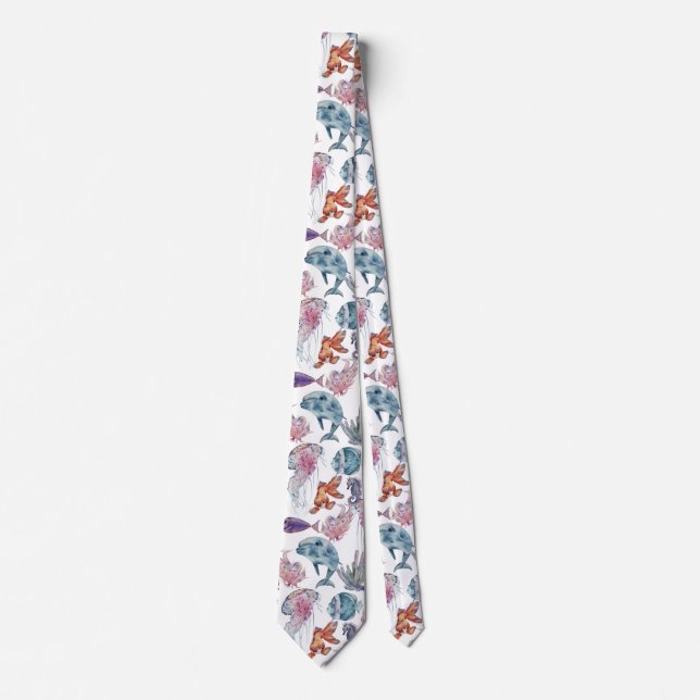 Underwater Watercolor Composition Series Design 2 Neck Tie (Front)
