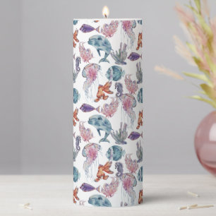 Underwater Watercolor Composition Series Design 2  Pillar Candle
