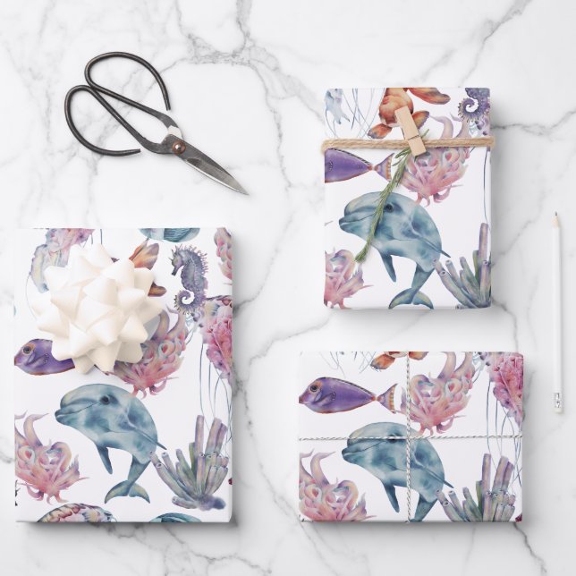 Underwater Watercolor Composition Series Design 2  Wrapping Paper Sheets (Front)