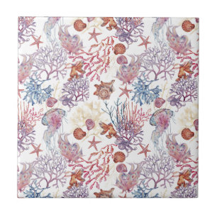 Underwater Watercolor Composition Series Design 3 Ceramic Tile