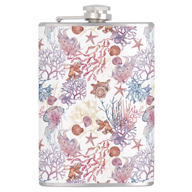 Underwater Watercolor Composition Series Design 3  Flask (Front)
