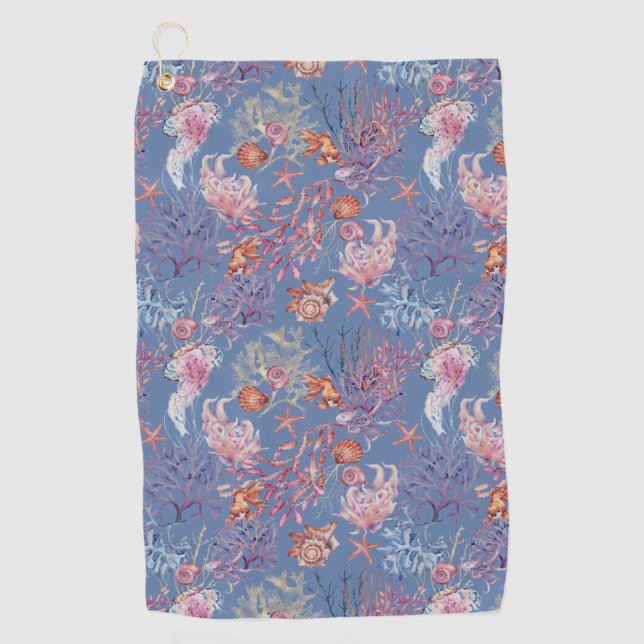 Underwater Watercolor Composition Series Design 3  Golf Towel (Front)