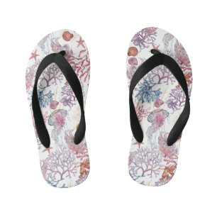 Underwater Watercolor Composition Series Design 3  Kid's Flip Flops