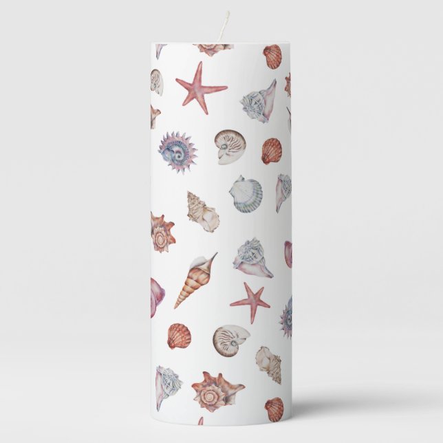 Underwater Watercolor Composition Series Design 4  Pillar Candle (Front)