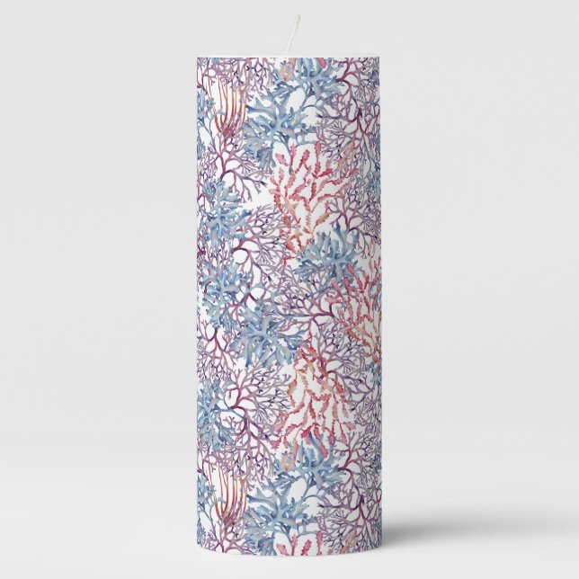 Underwater Watercolor Composition Series Design 5 Pillar Candle (Front)