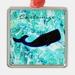 Underwater whale  blue Thunder_Cove  Metal Ornament
