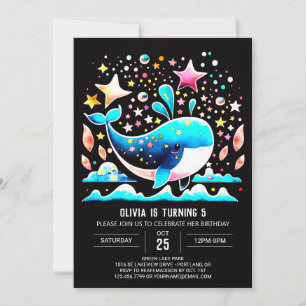 Underwater Whale Pink Girl Birthday Invitation