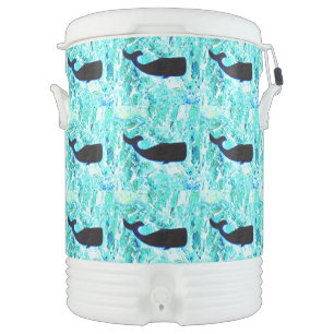 Underwater whales swimming beverage cooler