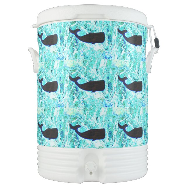 Underwater whales swimming  beverage cooler (Front)