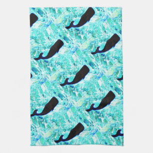 underwater whales swimming Thunder_Cove Kitchen Towel