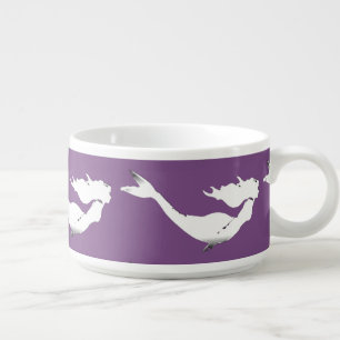 Underwater white mermaid swimming bowl