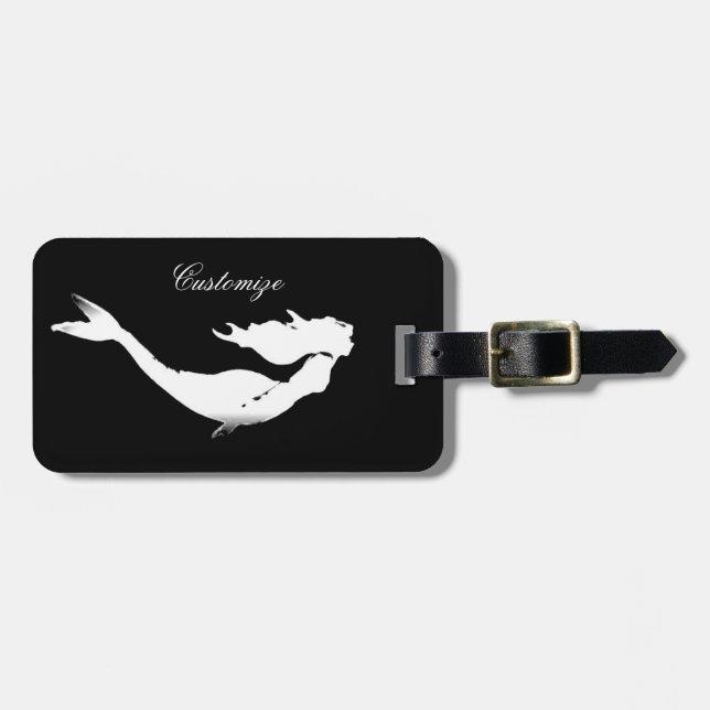 underwater white mermaid swimming luggage tag (Front Horizontal)