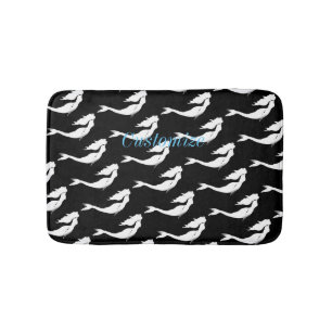 Underwater White Mermaid Swimming Thunder_Cove Bath Mat