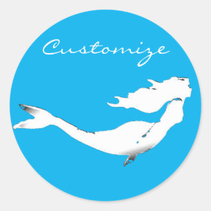 Underwater White Mermaid Swimming Thunder_Cove Classic Round Sticker