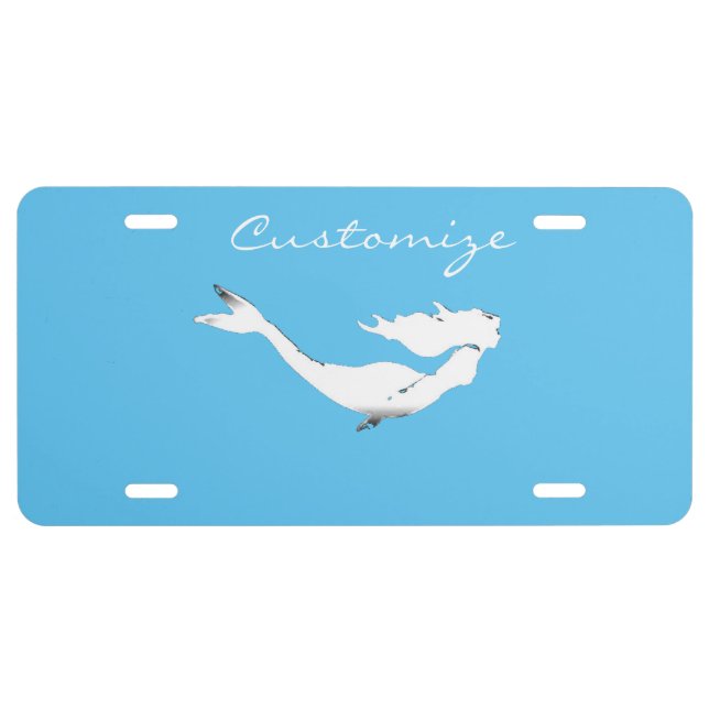 Underwater White Mermaid Swimming Thunder_Cove License Plate (Front)